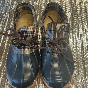 Sporto Navy and Plaid Duck Boots